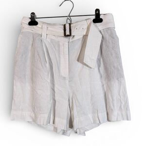 Rachel Zoe White Linen Blend High Rise Dressy Shorts Womens 6 Preppy Belted